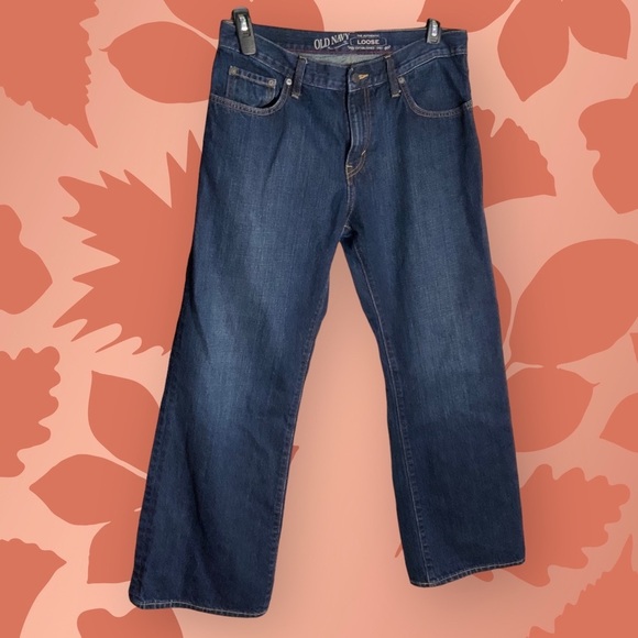 Old Navy Loose Dark Blue Bootcut Jeans Men 34x30 (Actual Length 28.5”) - Picture 1 of 5